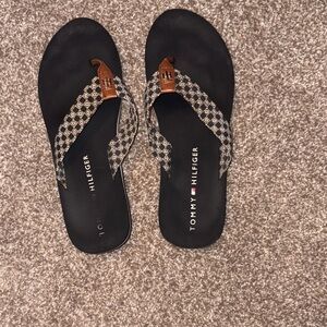 Tommy Hilfiger Black and Brown Sandals
